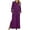 Purple, variant on Womens Pajamas Sleepshirts Long Sleeve V-Neck Pocket Side Slit Sleepwear Long Dress Gray XL
