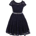 thumbnail image 1 of Lovely Floral Lace Rhinestones Skater Party Easter Flower Girl Dress for Little Girl Navy 2 JK19.88S BNY Corner, 1 of 5