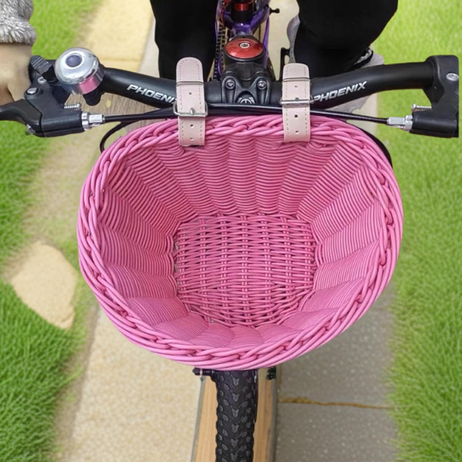 Kids Bike Basket Front: Handwoven Wicker Bicycle Basket, Bike Bell & Ribbons Tassels Bike Accessories for Kids, Fits Most Bicycle, Balance Bike, Tricycle,Scooter