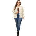 thumbnail image 3 of DARING DIVA Women's Plus Size Button Down Crew Neck Cardigan Sweater 2X Beige, 3 of 6