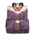 thumbnail image 1 of Balery Butterfly Over Lavender Mochila de Cuero para Mujeres, Gran Capacidad, Bolsa de Viaje Multifuncional, Mochila de Cuero y Bolsa de Hombro para Mujeres, 1 of 4