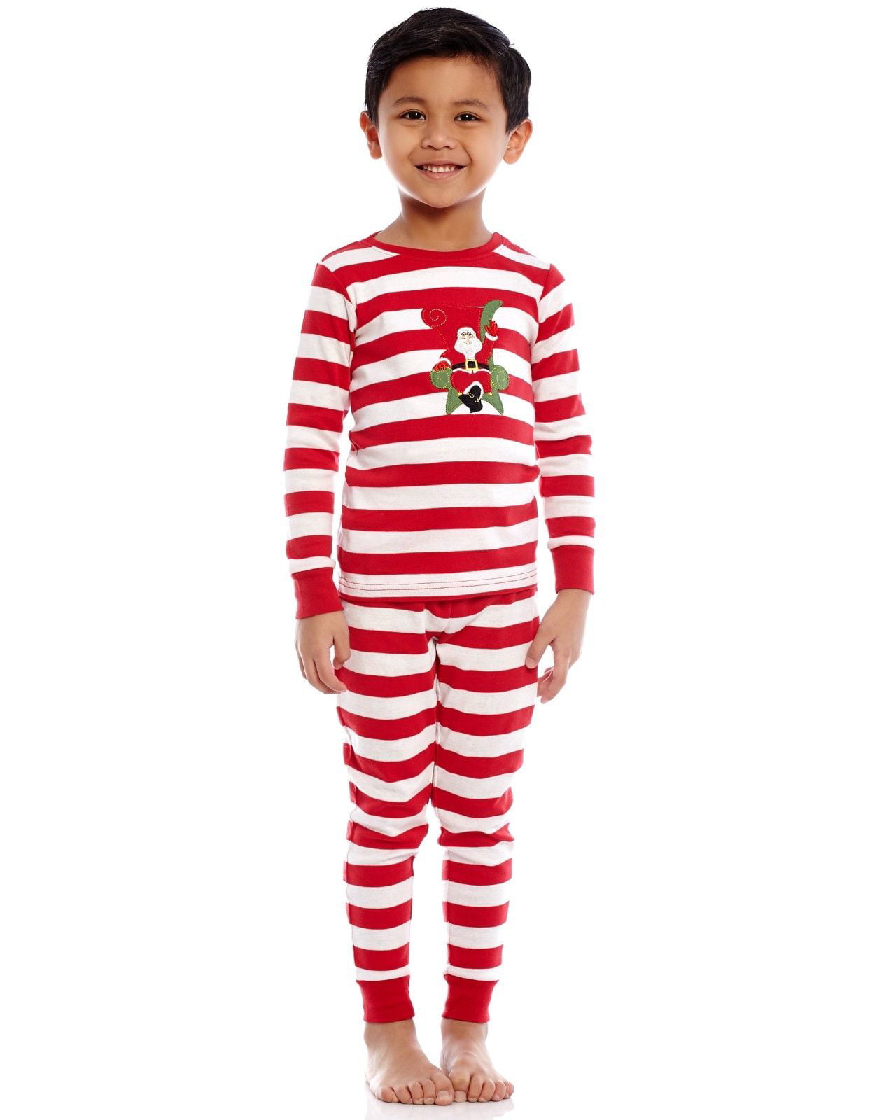 Boys Girls Christmas Striped Reindeer 2 Piece Kids Pajamas Toddler Sleepwear 100% Cotton 