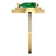 thumbnail image 3 of 2.48 ctw with Simulated Diamond Halo Accents Anniversary Ring for Women | Pear Cut Simulated Emerald | Hyperallergenic Solid 18K Yellow Gold, 3 of 5