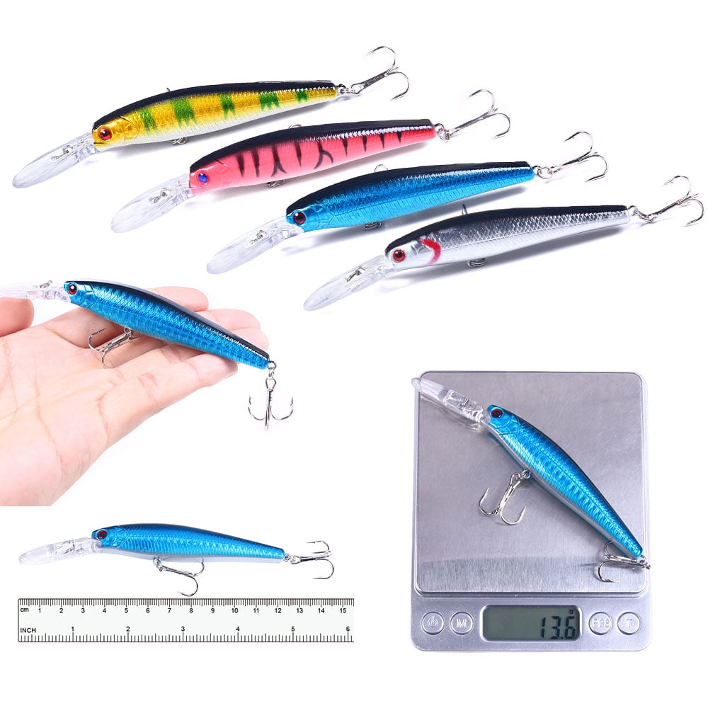 HENGJIA Minnow Bass Fishing Lures, Jerkbait Lure Set Hard Baits Crankbait for Catfish Walleye Trout Fishing Bait 4Pcs/kit,4.92'' 0.49oz