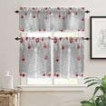 thumbnail image 2 of Christmas Tree Kitchen Curtains and Valances Set, Rod Pocket Curtains Tier Farmhouse Window Curtains 36 Inch Length, Winter Silver Leaves Red Ball Snowflake 3 Piece Kitchen Curtains Set, 2 of 6
