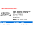 thumbnail image 2 of Engine Gasket Set - Compatible with 1999 - 2000 Honda Civic Si 1.6L 4-Cylinder VTEC DOHC, 2 of 2