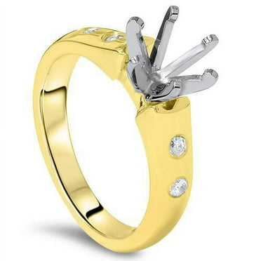 Bague de Fiançailles Semi-Montable en Forme de Cathédrale en Diamant avec Sertissage en Or Massif 14K