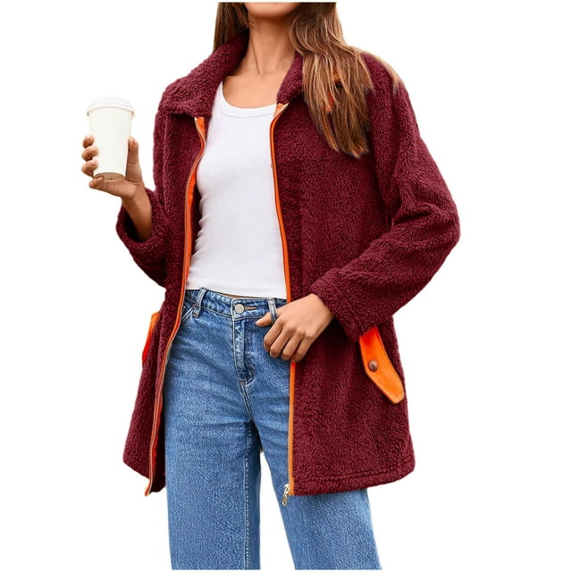 SGFCWSX Vestes pour Femmes Chaudes à Manches Longues à Capuche Manteaux d'Automne et d'Hiver pour Femmes Rouge Taille P