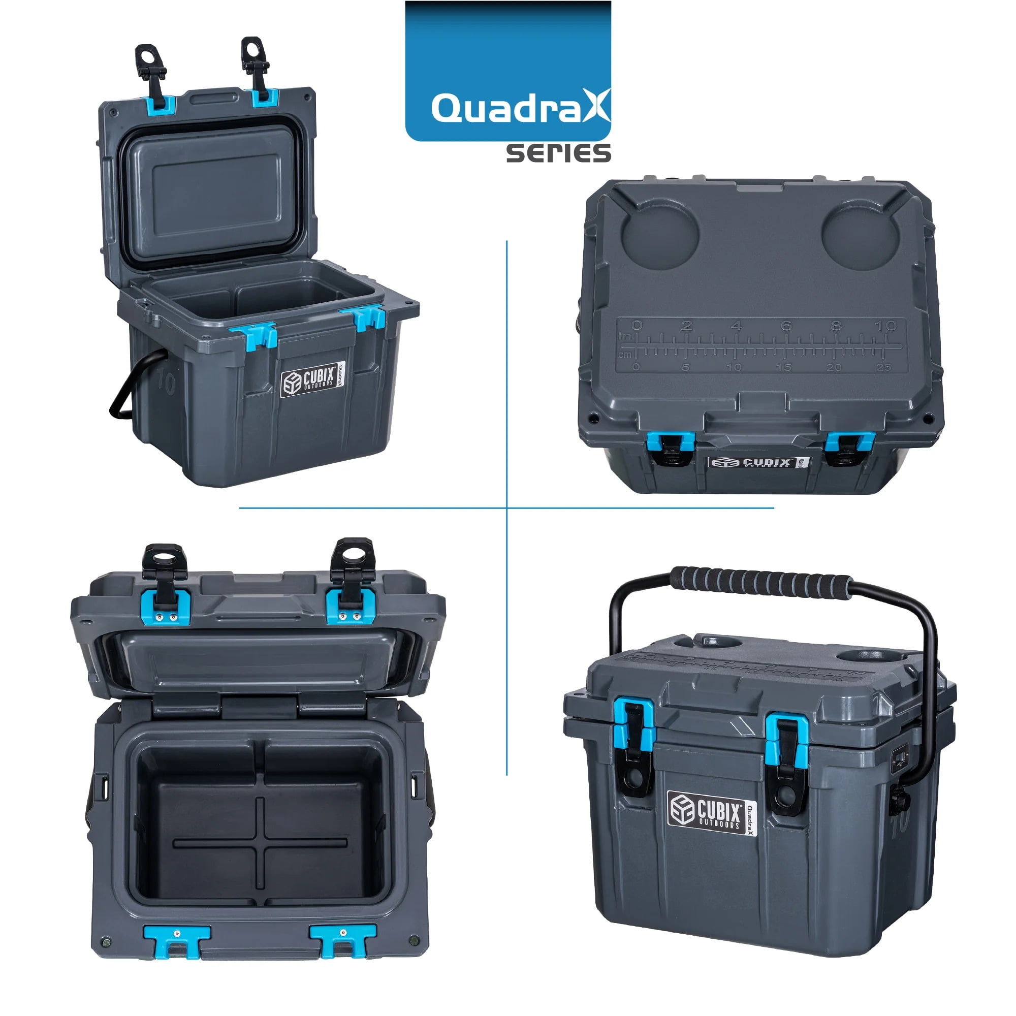 Cubix Outdoors 20 QT QuadraX Portable Insulated Hard Cooler - Fits 14 Cans - Abyss Blue