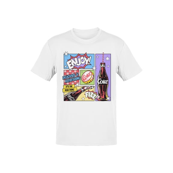 Officially Licensed Coca Cola Retro Pop Art Coke Design Men's T-shirt