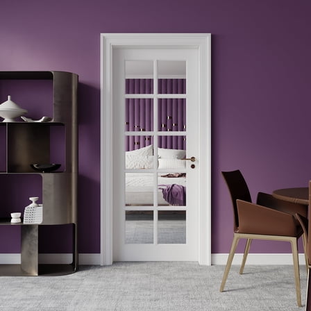 32" X 80" Clear Glass Slab Door, 10-Lite Interior Doors Solid Wood French Slab Door