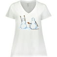 thumbnail image 3 of Inktastic Snowman Stickup with Hairdryer Women's Plus Size V-Neck T-Shirt, 3 of 5