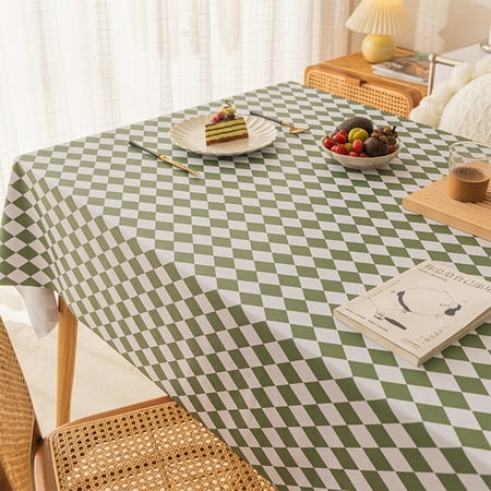 

Capreze Tablecloth Washable Tablecloths Diamond Decorative Table Cloths Covers Rectangle Oil-Proof Dark Green 140*180cm