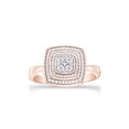 thumbnail image 3 of AFFY 14K Rose Gold Over Sterling Silver Round Cut Natural Diamond Accent Bead Cushion Frame Engagement Ring (0.05 Cttw, J-K Color, I2-I3 Clarity), Ring Size -10, 3 of 5