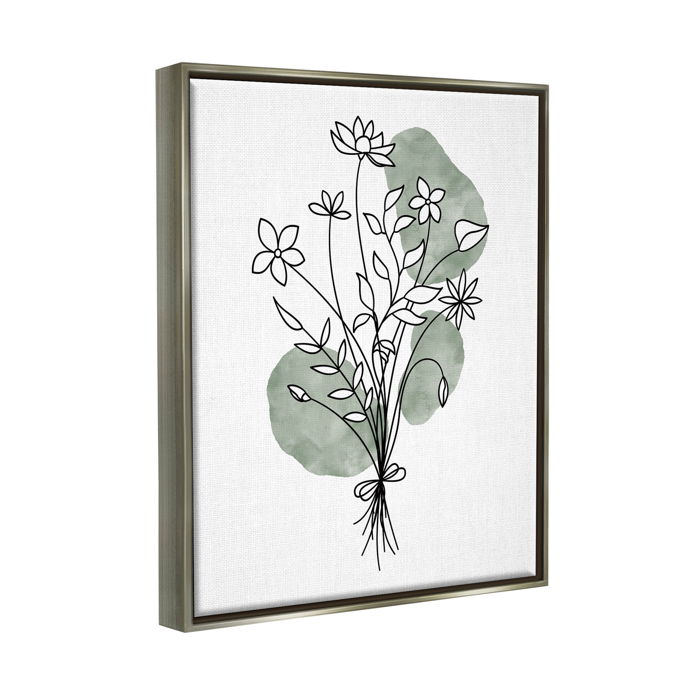 Stupell Industries Casual Daisy Petal Outline Graphic Art Luster Gray Floating Framed Canvas Print Wall Art, Design by JJ Design House LLC