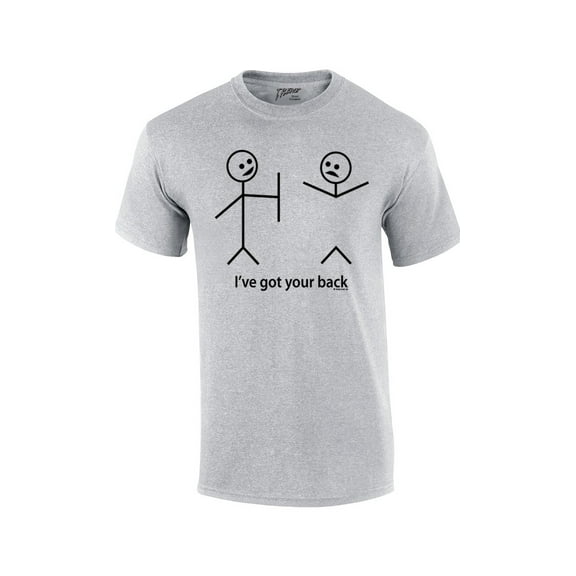 Funny Short Sleeve T-shirt I've Got Your Back Stick Figures Humorous Sarcastic Phrases Novelty Short Sleeve T-shirt-Sportsgray-XL