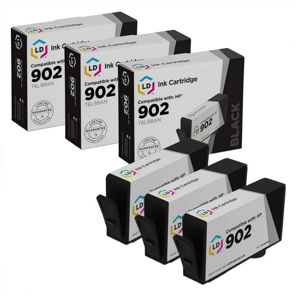 LD Products Compatible Replacement for HP 902 / T6L98AN Standard Yield Black Ink Cartridge 3-Pack