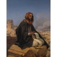 thumbnail image 2 of Horace Vernet 19x24 Black Ornate Framed Double Matted Museum Art Print Titled: Jeremiah on the Ruins of Jerusalem (1844), 2 of 5