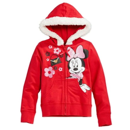 Disney Toddler & Girls Minnie Mouse Red Sherpa Hoodie Sweatshirt Jacket ...