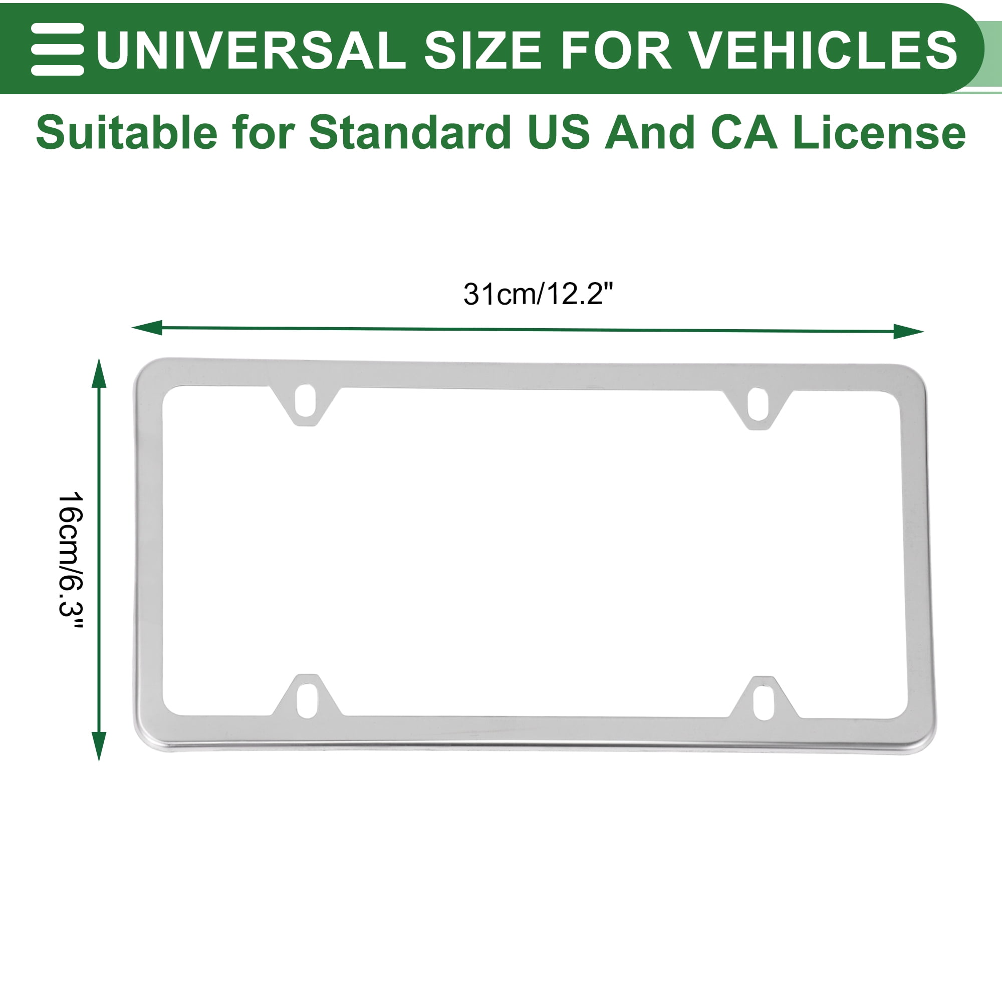 Unique Bargains Stainless Car Front Rear Holder With Screws Caps 4 Hole Silver Tone
