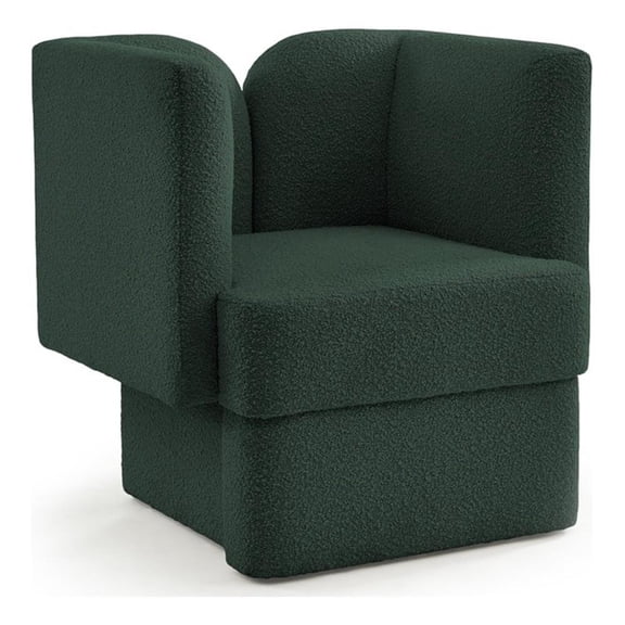Meridian Furniture Marcel Boucle Fabric Upholstered Accent Chair in Rich Green
