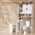thumbnail image 4 of Farmhouse Over The Toilet Storage Cabinet with Pulley, Bathroom Storage Cabinet with Adjustable Shelf and Open Shelf for Bathroom, Restroom, Laundry, White Brown, 4 of 7