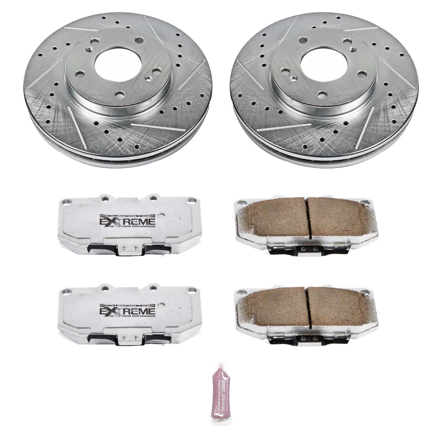 PowerStop Front Z26 Street Warrior Carbon-Fiber Ceramic Brake Pad and Drilled and Slotted Rotor Kit Fits: NISSAN Select Models K3100-26