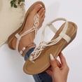 thumbnail image 3 of Women's Summer Sandals Casual Comfortable Mid Heel Flip Flops For Beach Vacation Walking Dating Work Slip On Toe Post Pure Color, 3 of 6