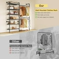 thumbnail image 4 of H2 Wall Mounted Clothing Rack, Expandable Industrial Pipe Clothes Rack Garment Racks for Hanging Clothes, Heavy Duty Closet Organizers and Storage in Closet System, Black, 4 of 9
