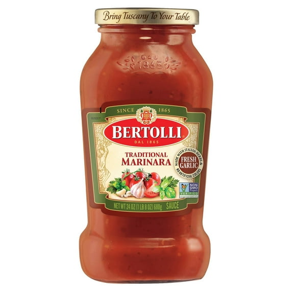 Bertolli Traditional Marinara Pasta Sauce with Italian Herbs and Fresh Garlic, Made with Vine-Ripened Tomatoes, 24 oz