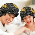 thumbnail image 6 of Shower Caps,Black Sunflower Word Pattern Waterproof Shower Cap for Women 4 Pieces,Double Reusable Hair Cover for Shower PEVA Elastic Stretch Hem, 6 of 7