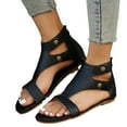 thumbnail image 1 of Mefallenssiah Large Size Flat Zipper Fish Mouth Sandals One-Strap Roman Sandals, 1 of 8