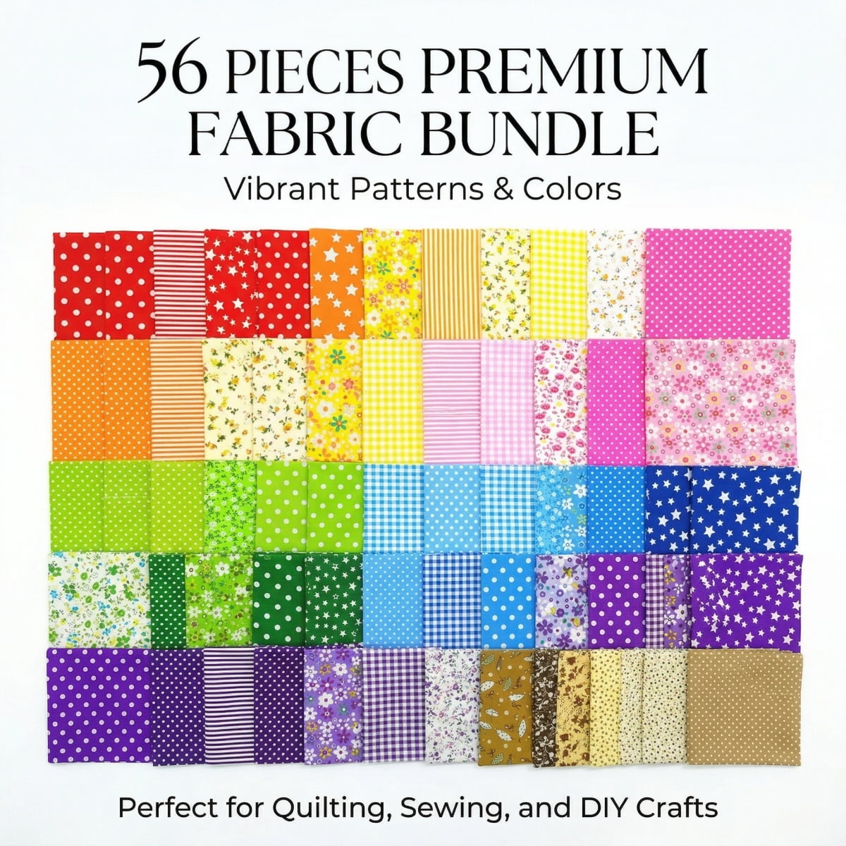 iMzoon 56Pcs 10"x10" Quilting Cotton Fabric Squares Quilting Supplies No Repeat Multi-Color Design Printed Floral Fabric for Quilting Sewing DIY Crafts & Quilt Beginners