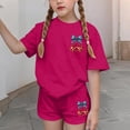 thumbnail image 4 of ATOGUTA Teen Outfits For Girls Kids Short Sleeve T-Shirts Elastic Waist Shorts Casual Summer 4th of July Clothing Sets Size 3T-15, Hot Pink, 4 of 6