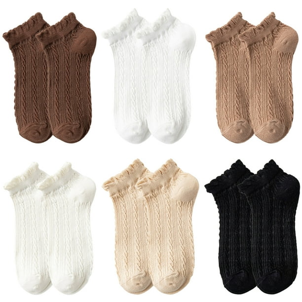 Women Ankle Socks Simple: 6 Pairs Solid Color Frilly Short Socks Summer  Socks