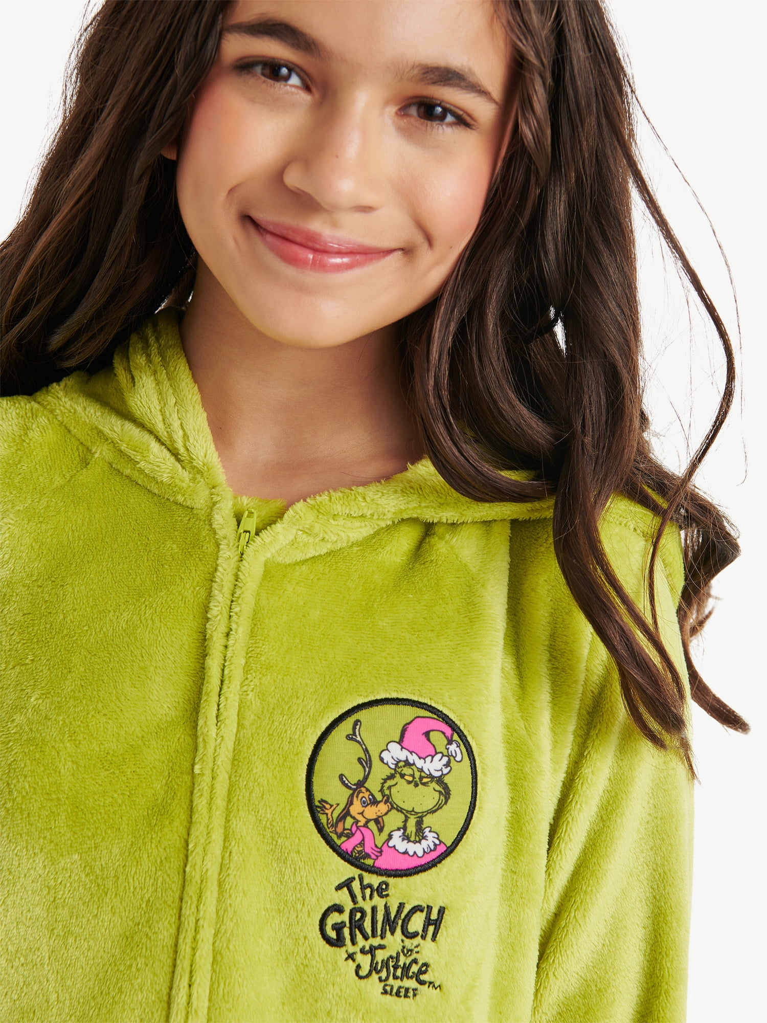 Justice x Grinch Girls Long Sleeve Sleep Union Suit, One-Piece, Sizes 4-18