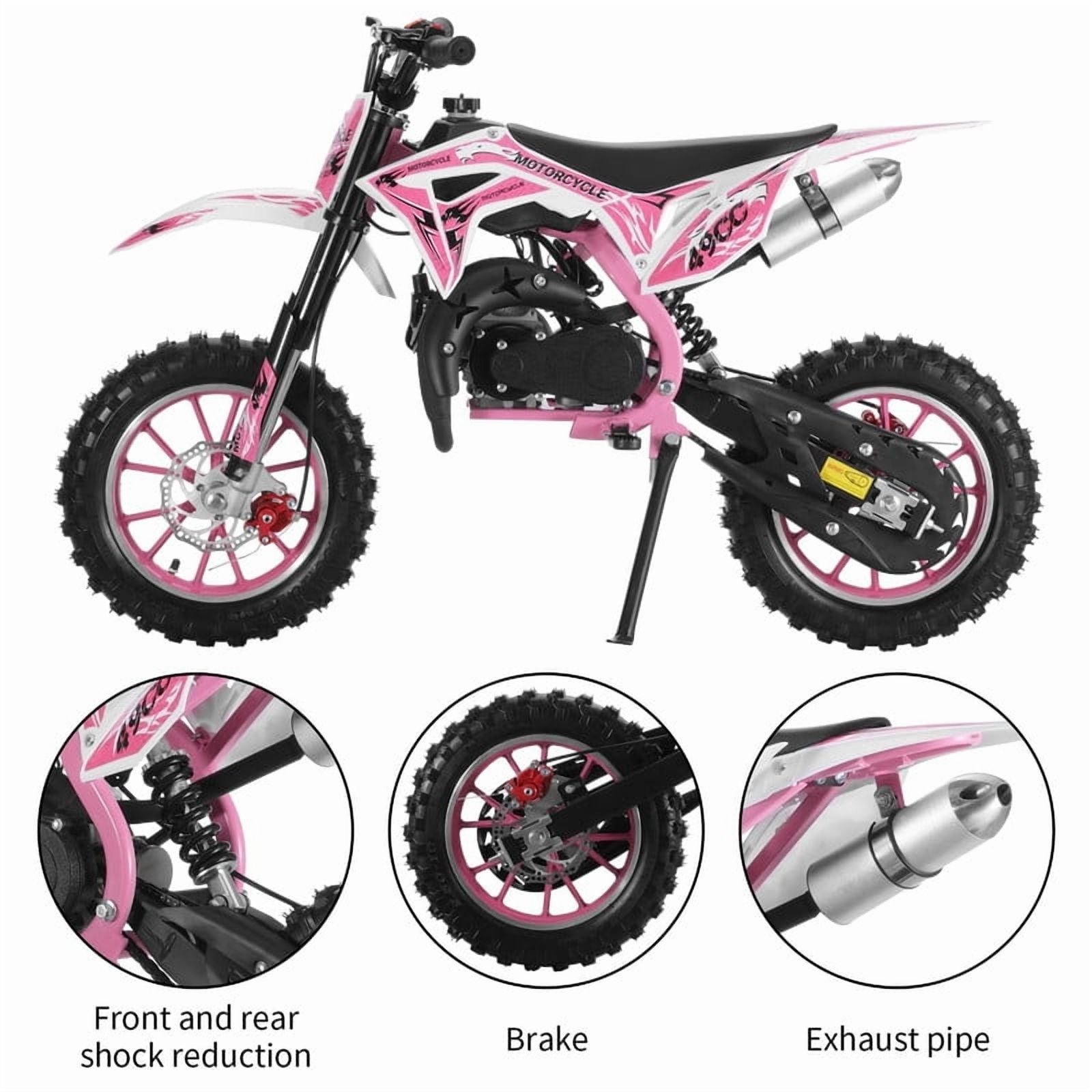 Mini Dirt Bike,49cc Gas Powered 2 Stroke Off Road Trail Bike for Kids and Adults, Kids Dirt Bike Gas Power Motocross,Off Road Mini Motorcycle,Pocket Motorbike with Front Rear Disc Brakes