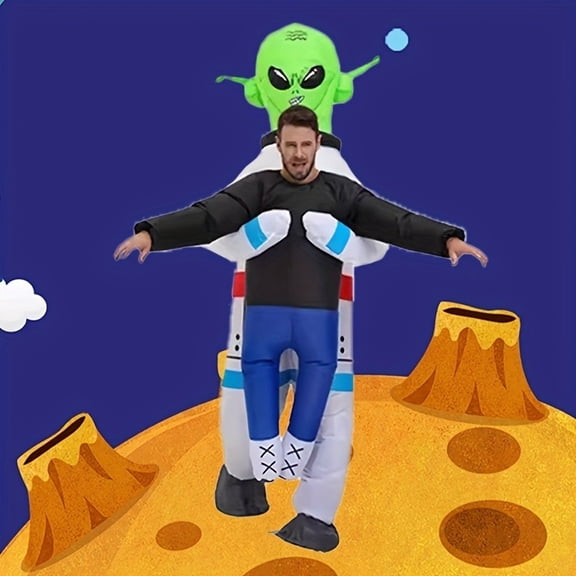 Inflatable Alien Abduction Costume - Funny Space-Themed Outfit For Halloween, Parties & Cosplay,Height 4'11"-6'3",alien