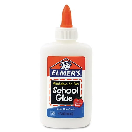 Elmer's Washable School Glue - 4 oz. Strong and versatile multipurpose white glue for cardboard, cloth, leather, paper and wood, Dries clear, (Best Glue For Cardboard And Paper)