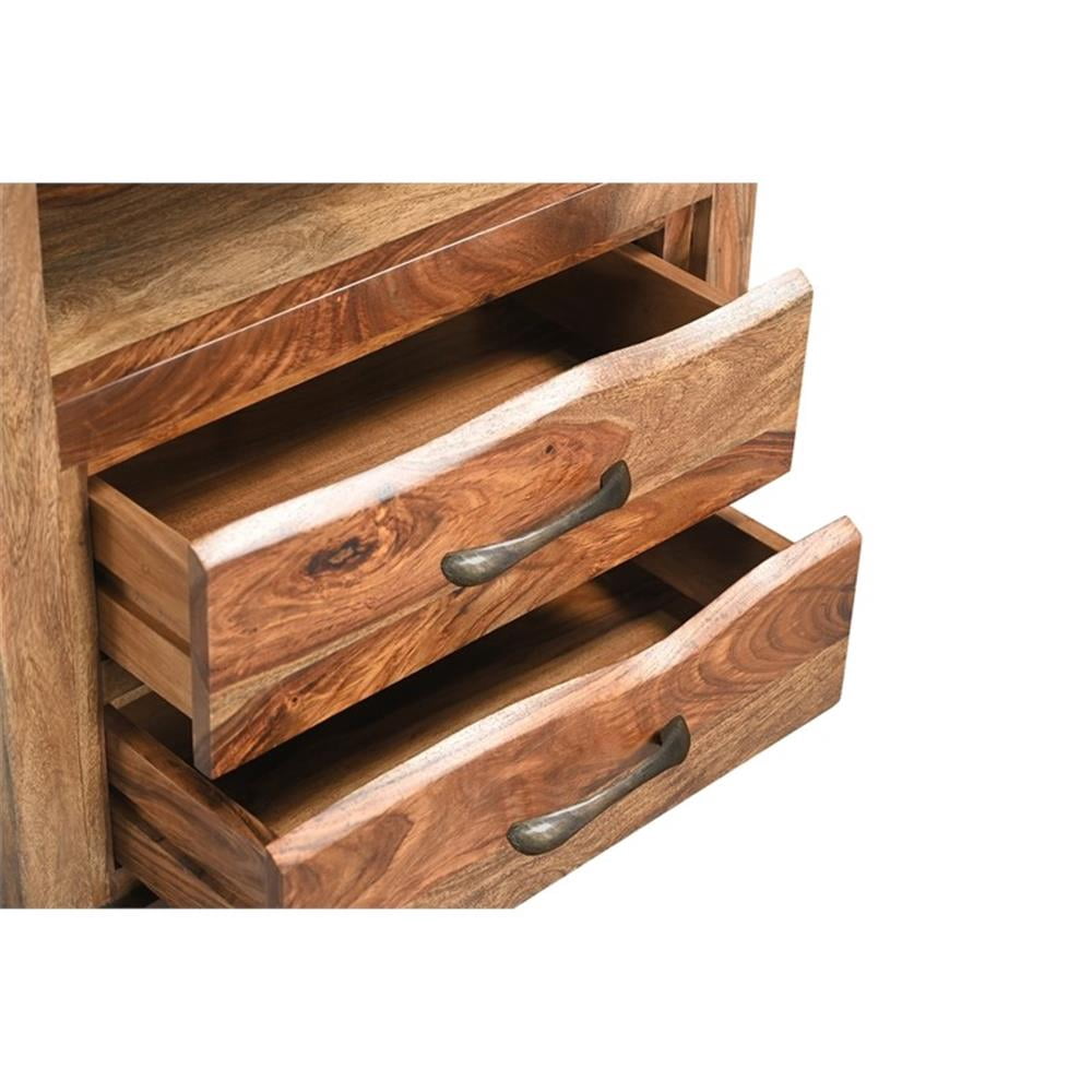 Pemberly Row 3-drawer Live Edge Solid Wood Nightstand in Brown
