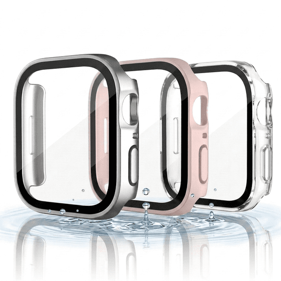 MoHern 3 Pack Smartwatch Case Waterproof Cover 44mm with Tempered Glass for Series 4 5 6 SE