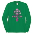 thumbnail image 2 of Keep Calm and Fight On Breast Cancer Awareness Mens Long Sleeve Shirt, Kelly, Large, 2 of 3
