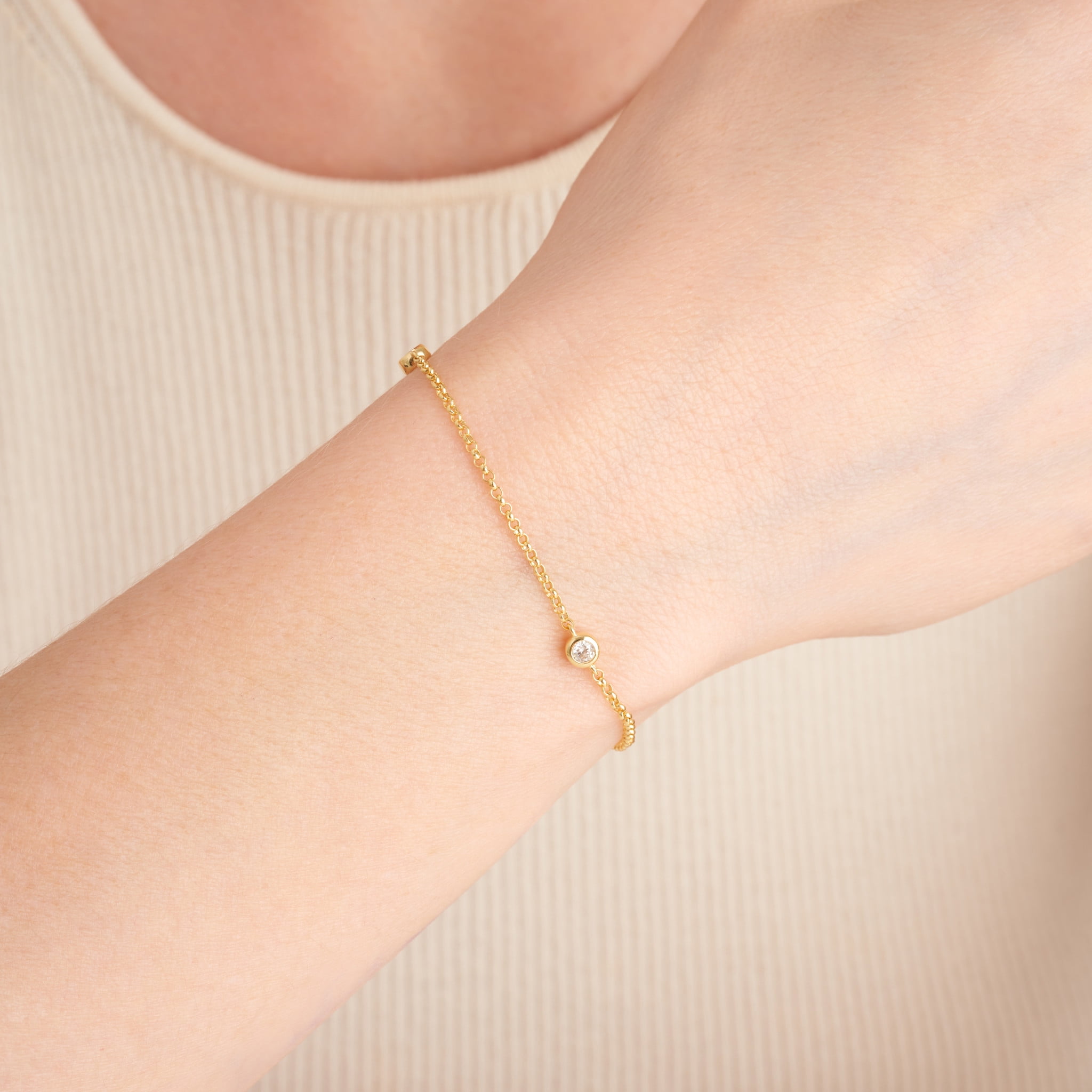 Forever Facets 1/4 CT TW Lab Grown Diamond 18K Gold over Sterling Silver Bracelet, Adult Female