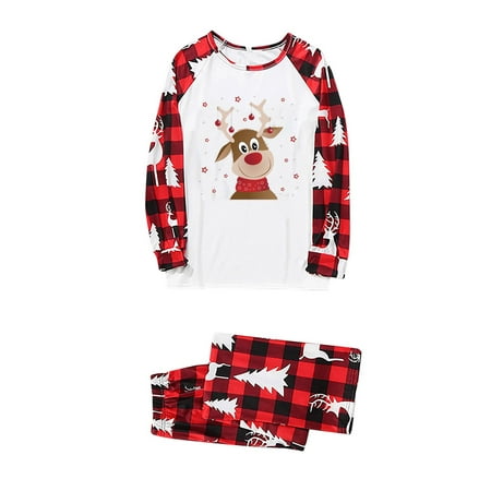 

Christmas Pajamas for Family 2022 - Christmas Matching Family Outfit Sets with Funny Cute Deer and Plaid Printed Pjs