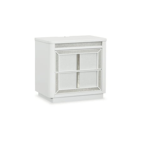 Signature Design by Ashley Chalanna Nightstand with LED Lighting and USB Charging, White