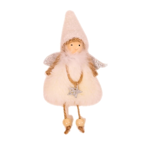 Matsuzay Bonitos colgantes navideños, divertidas decoraciones para árboles de Navidad, muñeca de dibujos animados, juguete colgante portátil Kits de decoración para fiestas Blanco