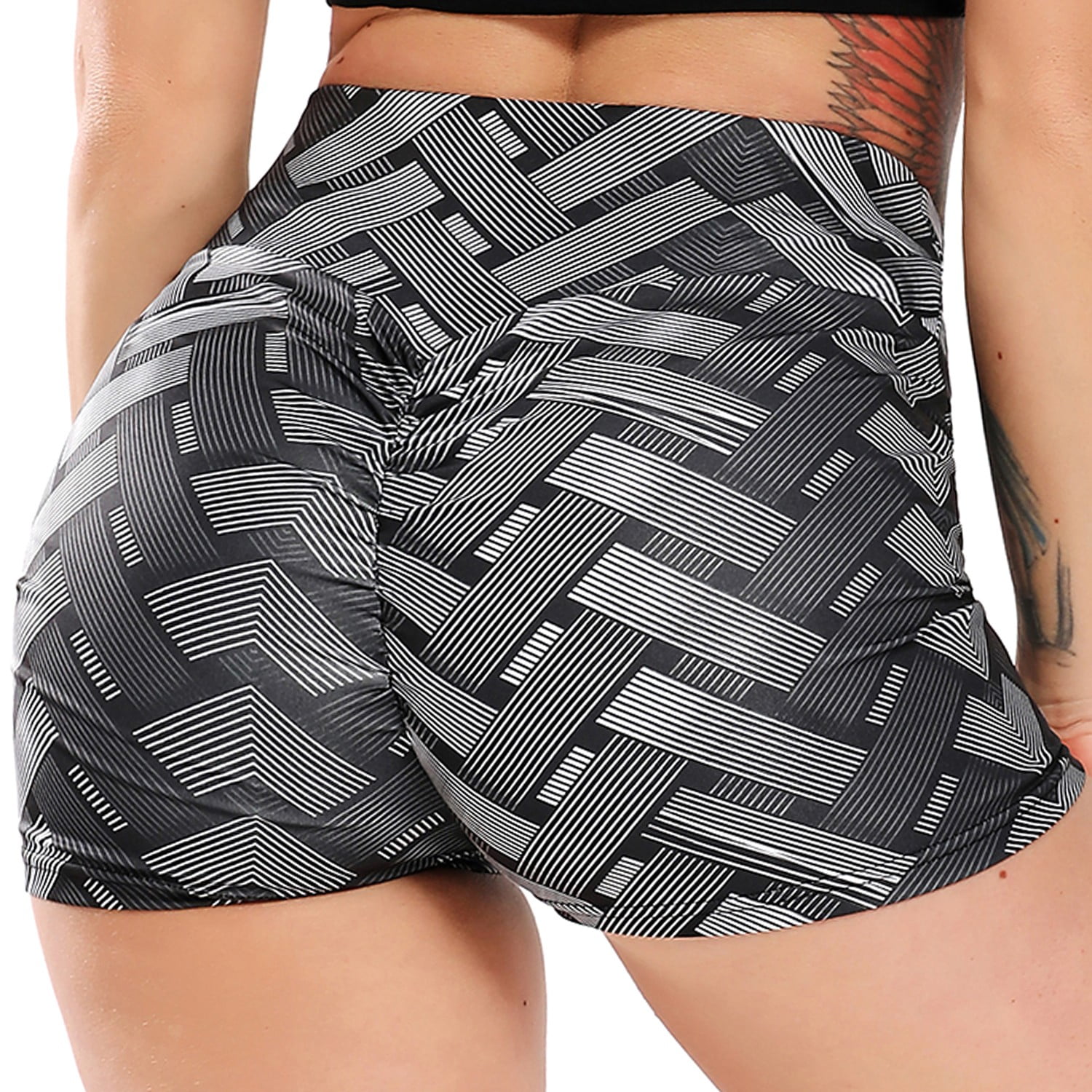 SEASUM SEASUM High Waist Yoga Shorts For Women Printed Tummy Control
