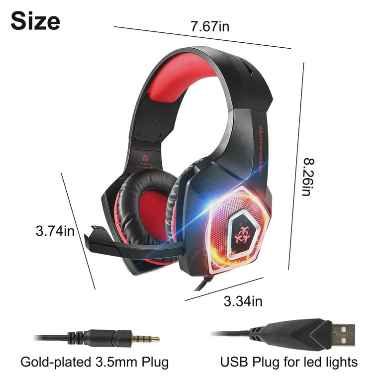 Rendezvous erindringer kande Gaming Headset with Mic for Xbox One PS4 PS5 PC Nintendo Switch Tablet  Smartphone, Headphones Stereo Over Ear Bass 3.5mm Microphone Noise  Canceling 7 LED Light Soft Memory Earmuffs - Walmart.com