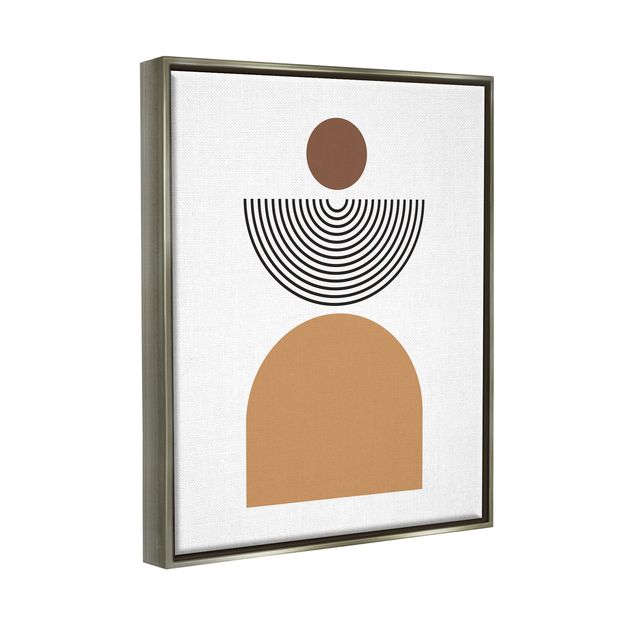 Stupell Industries Geometric Shapes on White Abstract Painting Gray Floater Framed Art Print Wall Art, 25 x 31
