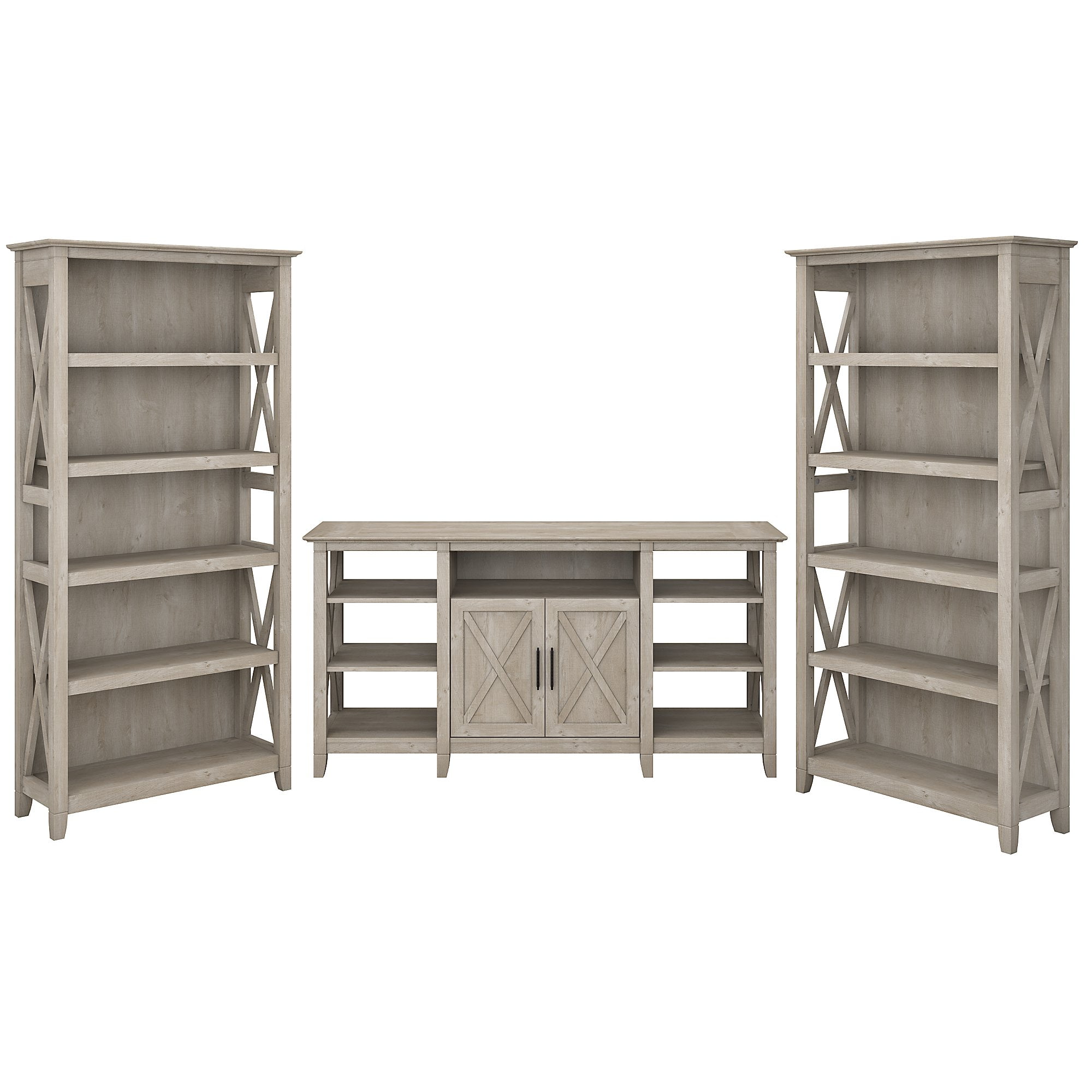 Bush Furniture Key West Tall TV Stand with Set of 2 Bookcases Walmart